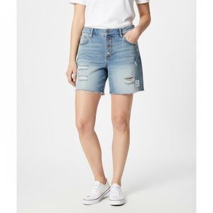 Old Navy mid rise distressed jean shorts 5 inch inseam size 16 NWT button fly